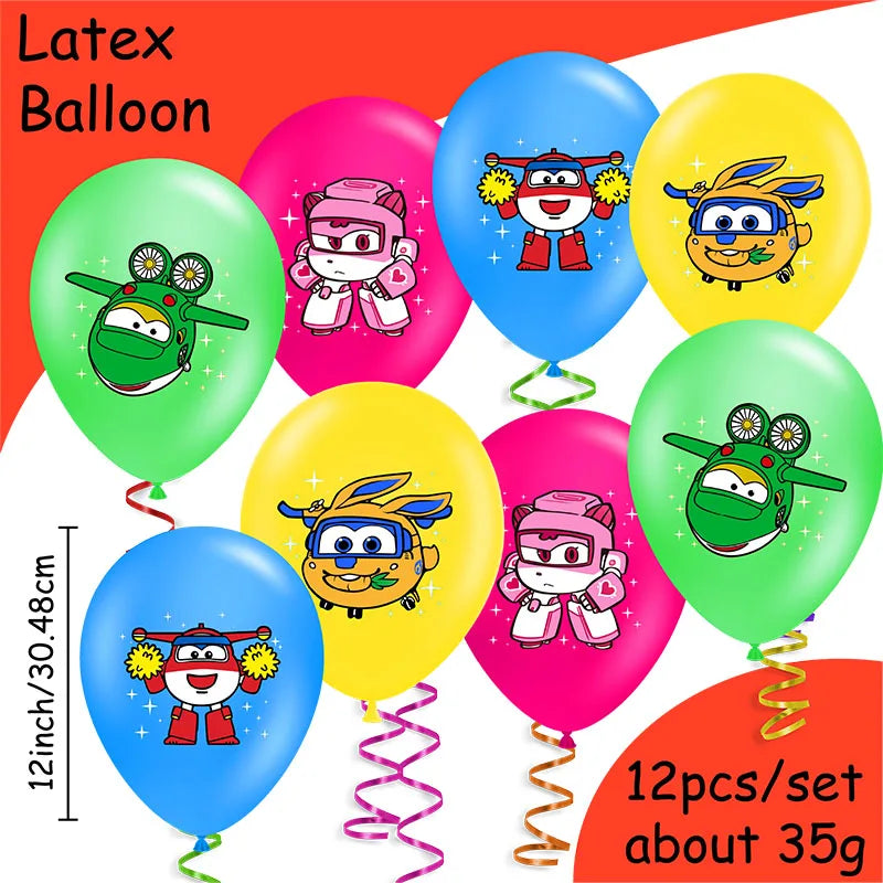Super Wings Party Supplies Balloons Cup Plates Napkins Tableware For Kids Baby Shower Birthday Party Decoration