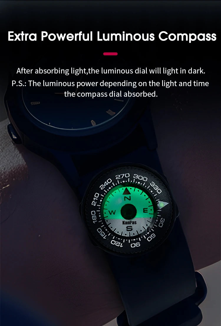 KanPas Mini Buttoncompass with Turnable Bezel/Watchband Compass /Powerful Luminous Compass/Silicone Base A-18-LH