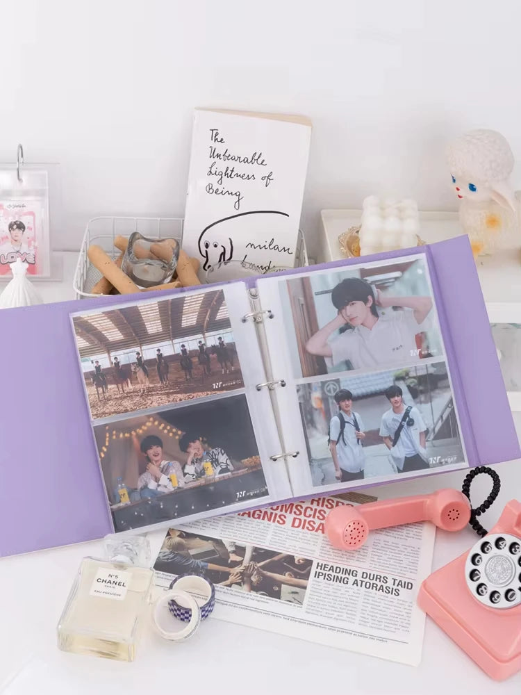 Big A5 Photocard Binder Magnetic D 3 Rings 4Grid Collect Book Kpop Photo Album PU Leather Photo Holder Korean 포카 바인더