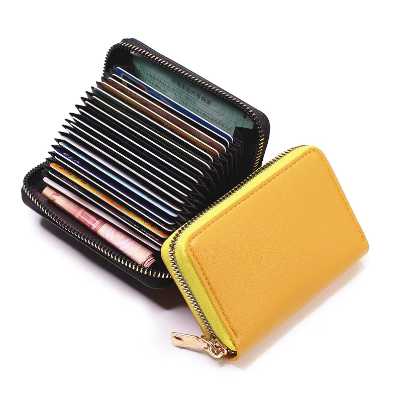 Compact Coin Purse Leather Business Credit Card Case Holder Travel Wallet for Women 20 Card Slots Small Card Pouch with