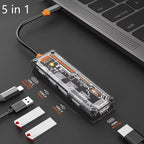 Basix USB C HUB 4K 30Hz Type C to HD-MI DP VGA Gigabit Ethernet USB 3.0 PD 100W Adapter For Macbook Air Pro M2 M1 PC Accessories