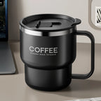WORTHBUY 304 Stainless Steel Double Wall Insulated Coffee Cup With Handle Portable Students Leak-proof Water Cup Milk Coffee Mug
