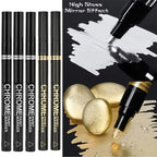 5/1pcs Chrome Pen Marker Mirror Waterproof Paint Repair For Rock Ceramic Glass Metallic Gold/Silver 2mm Nib