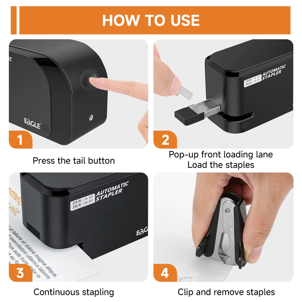 EAGLE Automatic Electric Stapler Set with Staple Remover & 1000 Staples 20-Sheet Capacity Desktop Stapler for Office School Use