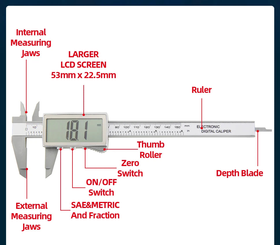 Plastic Caliper Pachometer Digital Caliper Electronic Ruler Vernier Digital Caliber Measuring Tool Digital Calibrator Micrometer