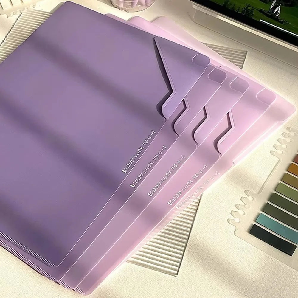 Creative Large Capacity File Folders Waterproof L-Shaped File Organizer Plastic Sorting Storage Document Bag For Student