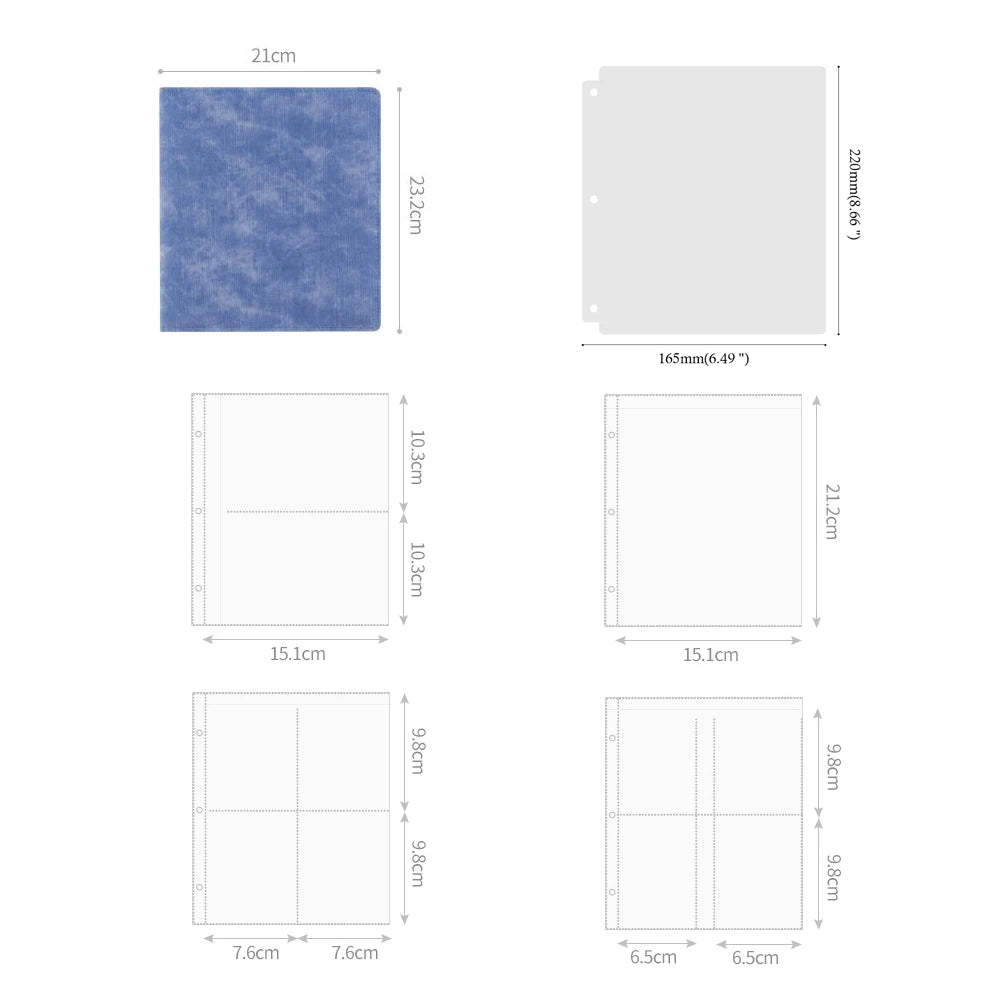 A5 Denim-Style D-Ring 3-Ring Binder – Expandable 80-100 Pages, PU Leather Photo/Card Organizer with Multi-Pocket PP Inserts