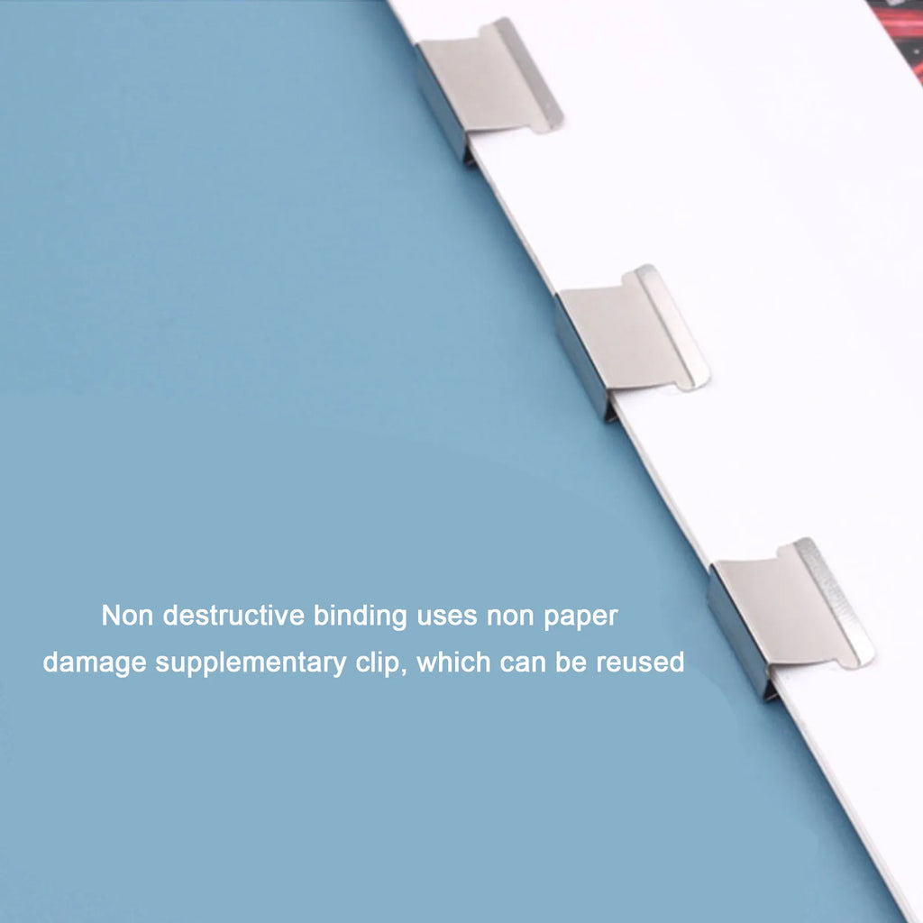 Push Stapler Binder Clips Paper Clamps Desktop Stapler Reusable Creative Stapler and Sraple Pins School Office Binding Supplies
