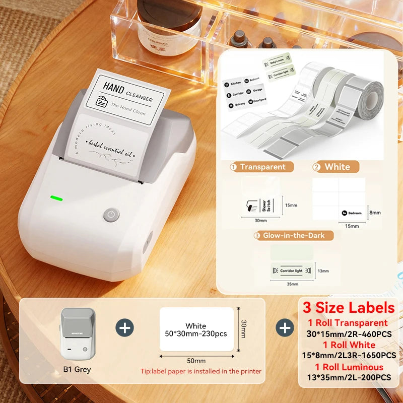 NIIMBOT B1 Portable Thermal Printer With Tapes 2 Inch Adhesive Label Printer Mini Bluetooth Sticker Maker Support Smartphones PC