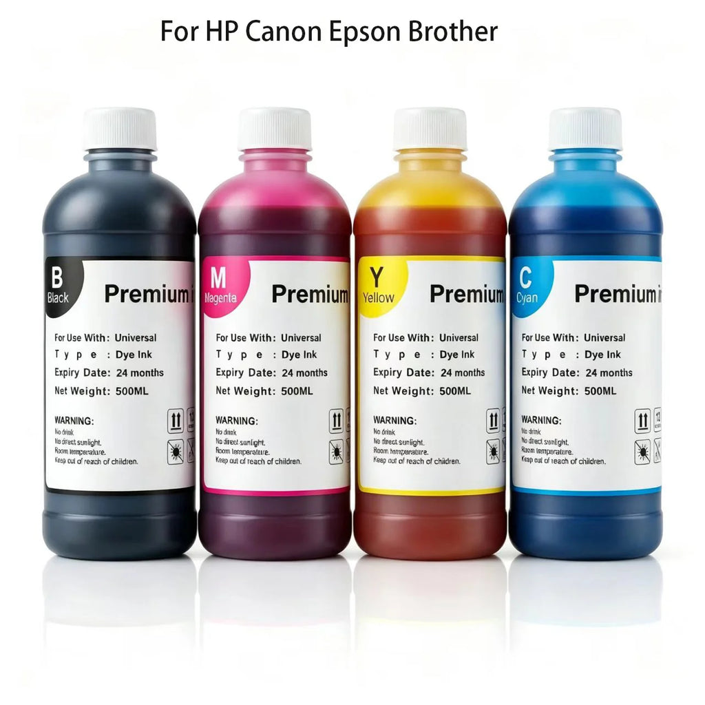 500ML Premium Universal Refill Dye Based Ink Large Capacity Use For Epson Canon HP Brother Lexmark Samsung Dell Inkjet Printer