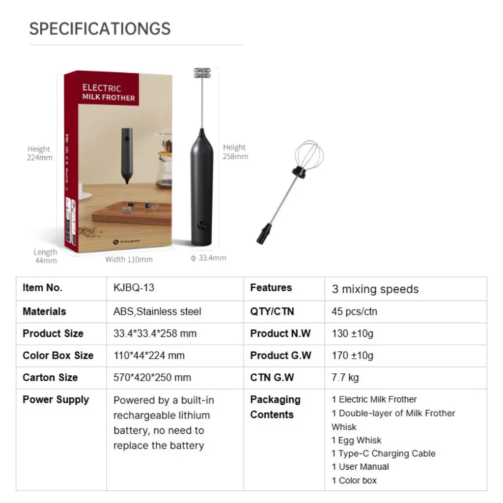 Wireless Electric Mini Milk Frother Coffee Whisk Portable Egg Beater Blender Kitchen Cooking Stirrer Cappuccino Coffee Maker