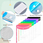 12-Piece File Holder, Binder Dividers with Snaps, Fits 2/3/4/11 Binders, 6 Colors
