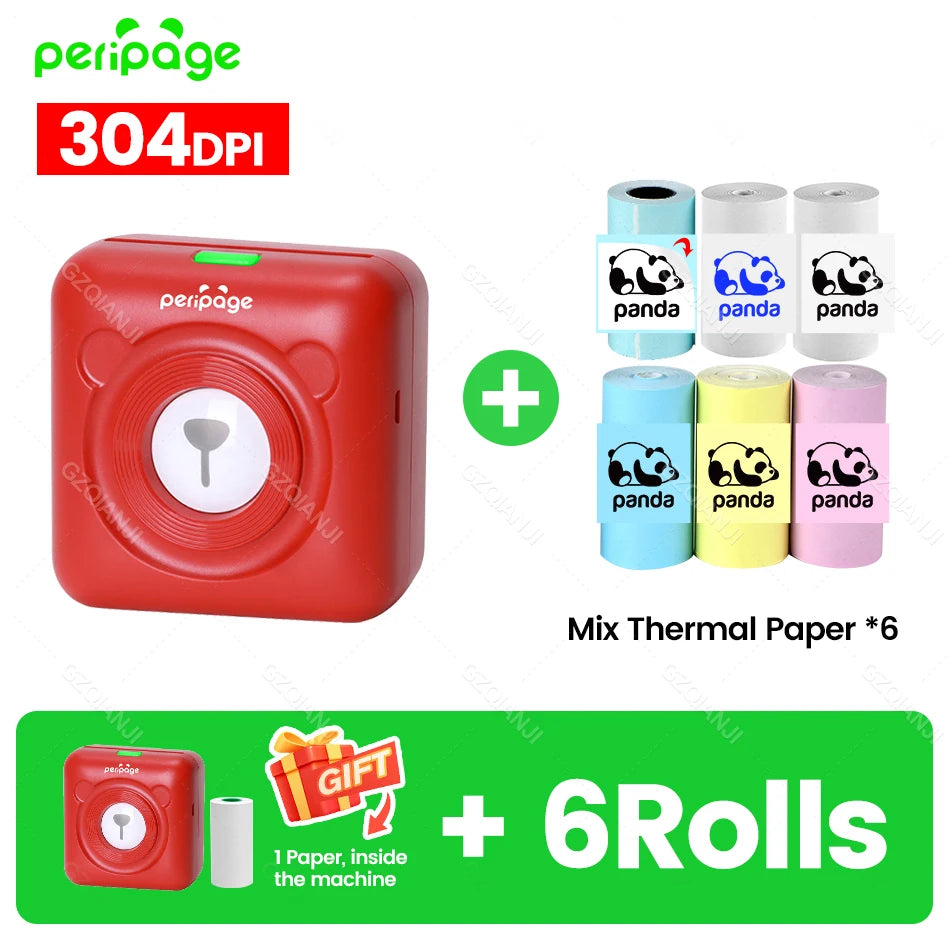9 Colors Peripage A6 304DPI Mini Photo Printer Notes Sticker Label Printing Machine Bluetooth Portable Wireless Printer Marker