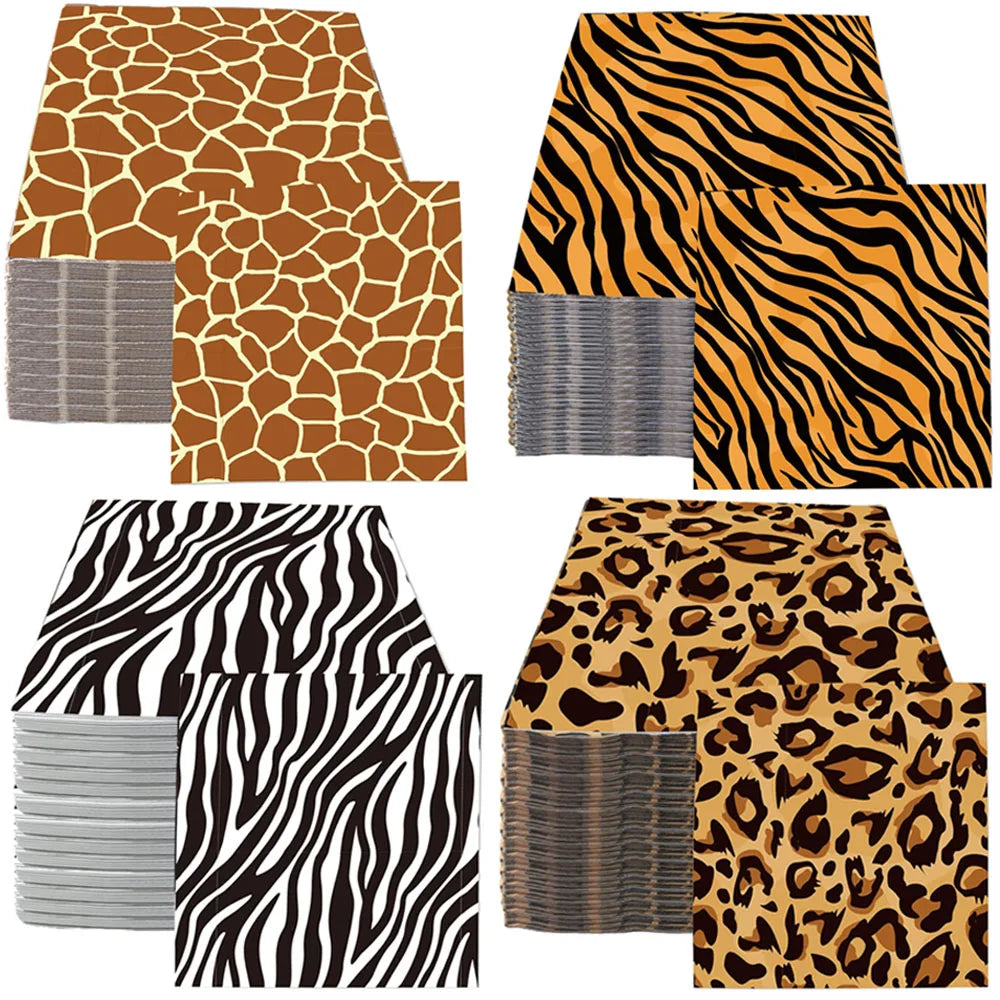 Jungle Safari Wild Animal Party Supplies Disposable Jungle Zoo Animal Print Paper Plates Napkins for Birthday Party Baby Shower