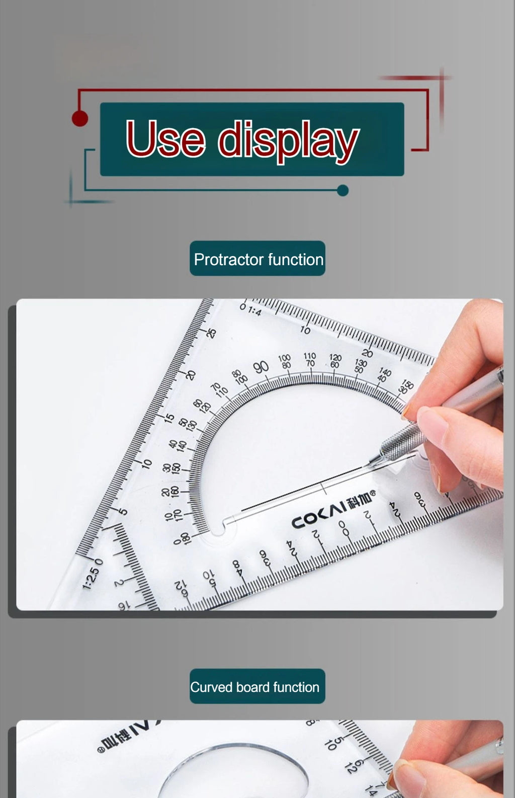 2Pcs/Set Multifunctional Triangle Ruler 30/45 Degree Measurement Angle Isosceles Triangle Ruler Geometry Students Drafting Tool