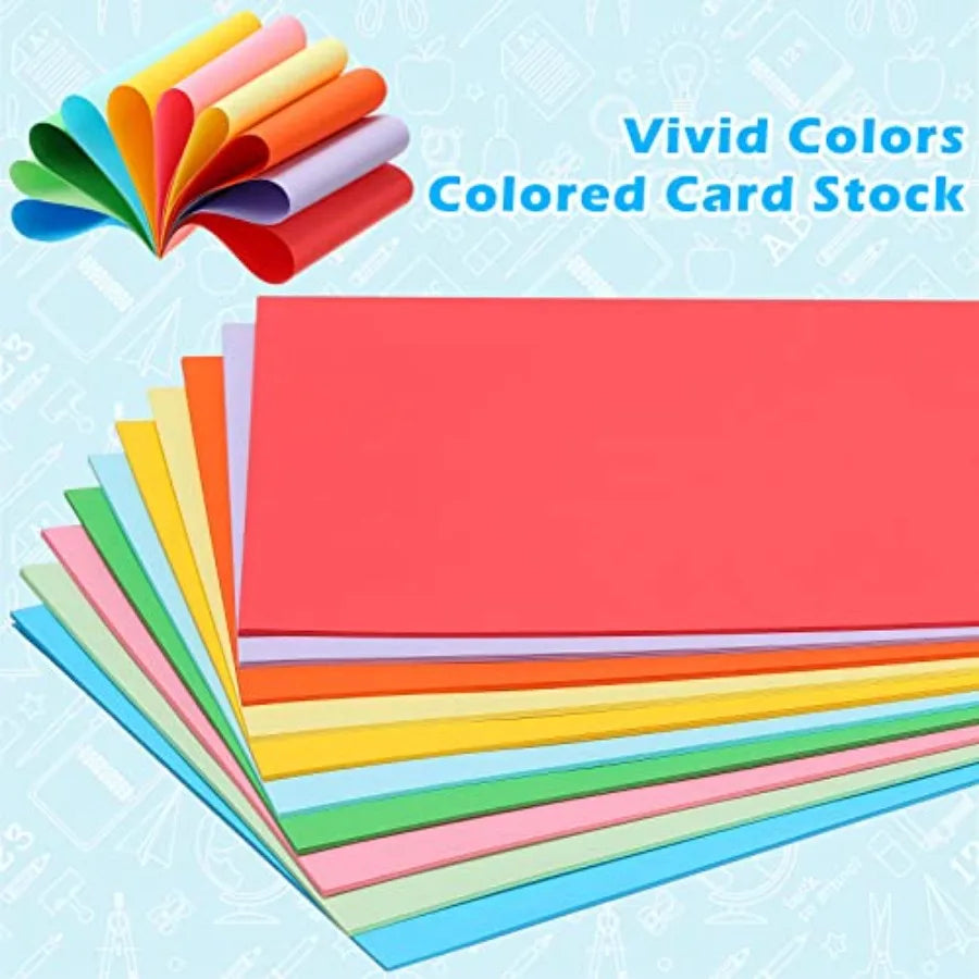 400 Sheets Colored Construction Paper, A4 Craft Paper Bulk for Back to School 10 Assorted Colors Crafts Supplies for DIY Projec