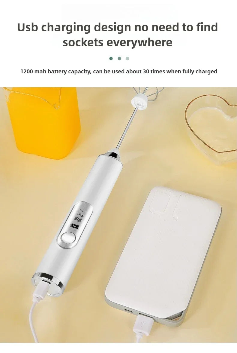 Egg Beater Handheld Electric Milk Frother Maker Drink Foamer Mixer Coffee Creamer Whisk Frothy Stirring Home Kitchen Gadgets