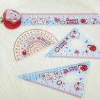 4pcs New Acrylic Ruler Set Red Kitten/Green Puppy Measurement Drawing Stationery Straight Ruler Set Square School Office