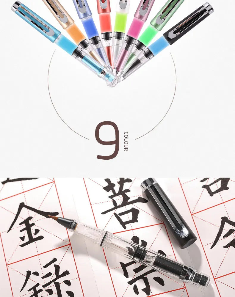 9 Color Piston Brushes Calligraphy Brushes Watercolor Brushes Paint Pen Stationery Art Schoo Supplies for Chinese Painting