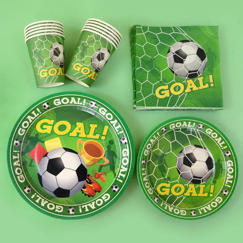 Soccer Party Disposable Tableware Paper Plates Cups Napkins Tablecloth Kids Boys Football Birthday Party Decoration Supplies