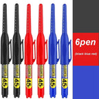 1-12 PCS 45mm Tip Waterproof Long Head Marker Pen Quick-Dry Ink for Woodworking Construction, Deep Hole White Black Red Blue