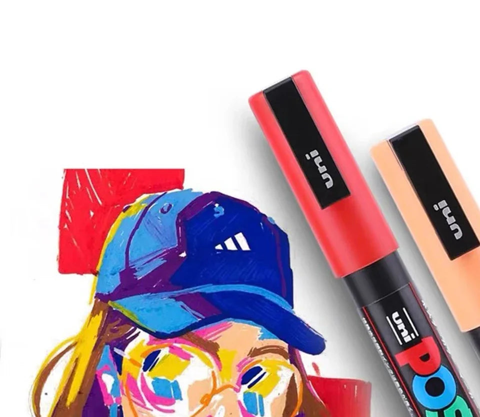 1pcs Japan UNI POSCA Markers PC-1M/3M/5M Acrylic Graffiti Pen Waterproof DIY Stackable Color Art Painting School Supplies
