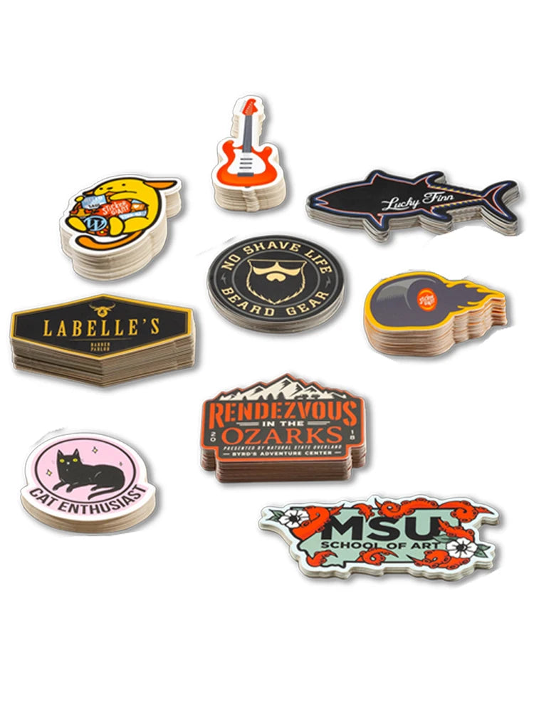 Custom Waterproof Stickers PVC Vinyl Logo Cartoon Design Brand Decorate Laptop Cut Personalized Sticker Glossy Film for Business
