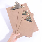 Wood Color Folder with Golden Metal Clip Different Sizes Portable Stylish Notes Ticket Holder Office School Stationery Supplies