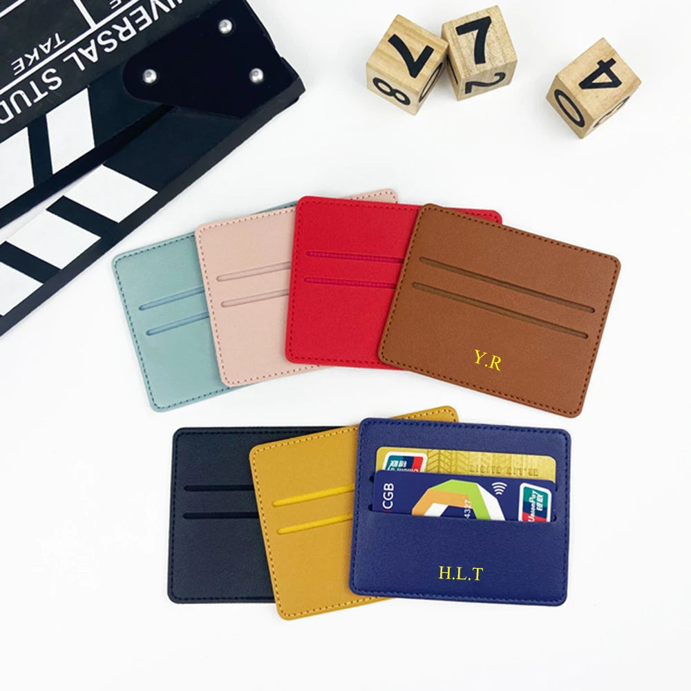 Genuine Leather Card Holder Woman Custom Name Designer Wallet Slim Luxury Card Wallet Man Engrave Initials Business Coin Purse
