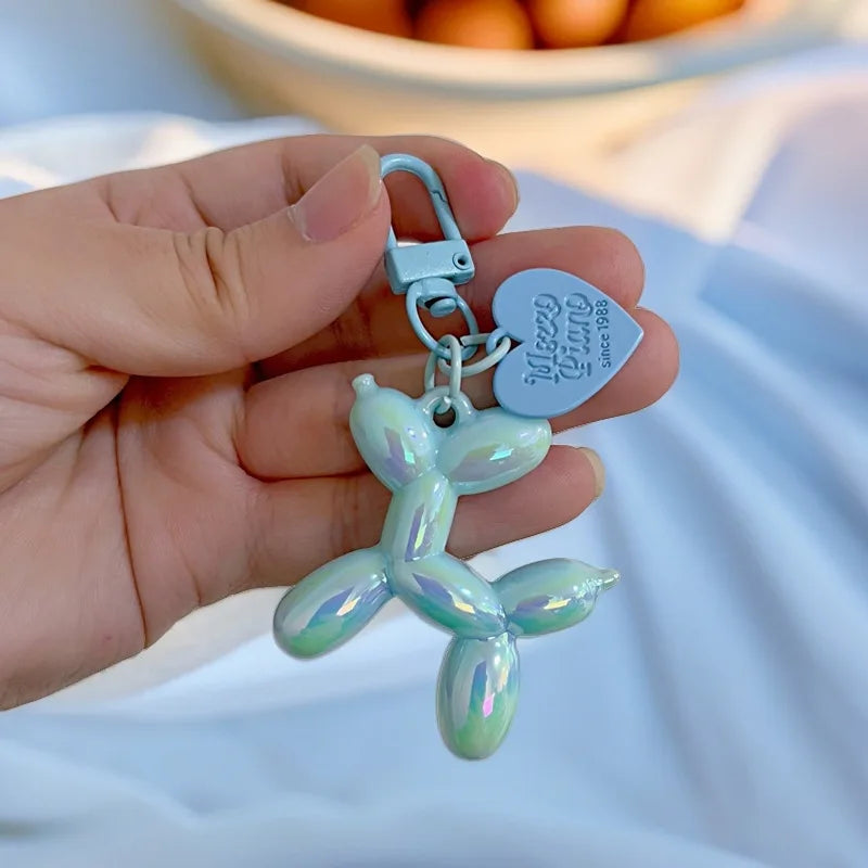 DIY Candy Color Sweet Resin Balloon Dog Keychain For Women Girls Animal Shaped Phone Chain Key Buckle Accessories Bag Pendant