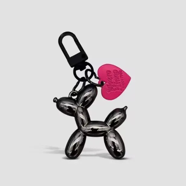 DIY Candy Color Sweet Resin Balloon Dog Keychain For Women Girls Animal Shaped Phone Chain Key Buckle Accessories Bag Pendant