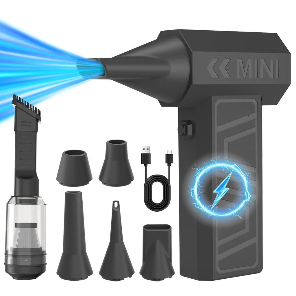 Turbo Jet Fan High Speed Vacuum Mini Electric Air Duster Rechargeable Cleaner for PC Keyboard Car Dust Snow Leaf Blower 4-Gear