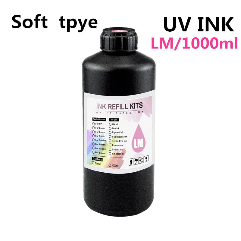 UV Hard Ink 1000ML UV Ink For Epson XP600 TX800 XP-600 L800 L805 L1800 R290 R300 1390 1400 1410 1430 DX5 DX7 DX10 UV Printer