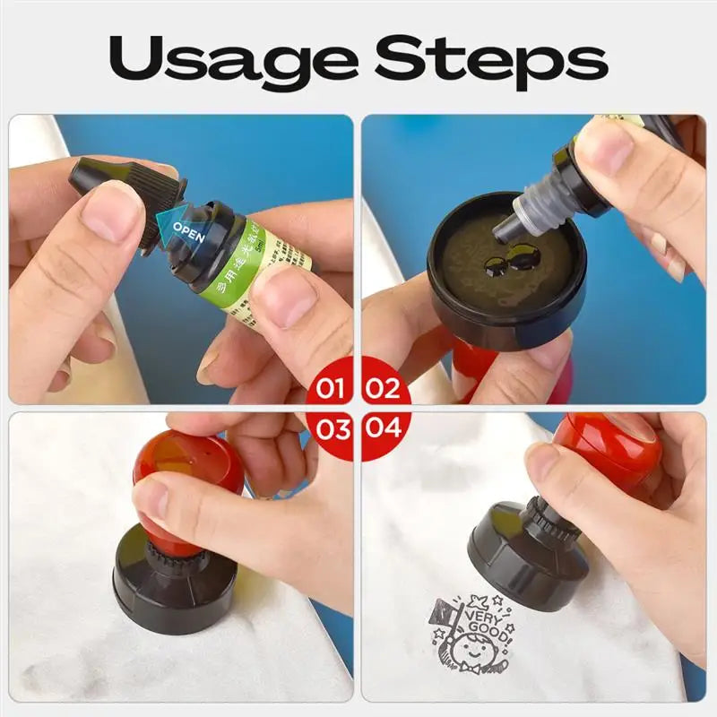 5ml Blue Red Black Ink Textile Clothes Ink Special Ink For Students Kids Name Stamp Printing On Clothing Waterproof Not Fade