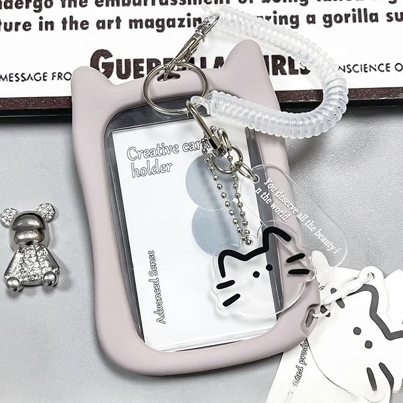 Cute  Photocard Keychain Case - Clear PVC Card Holder with Key Ring for Backpack, Protective Display Sleeve for Idol Photo, Gift for Fans Collectors
