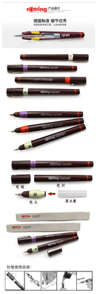 1pc rOtring Isograph Needle Pen 0.1-0.8mm Repeated replacement nib Addable Ink hook line pen Hand-painted/ Drawing Pen