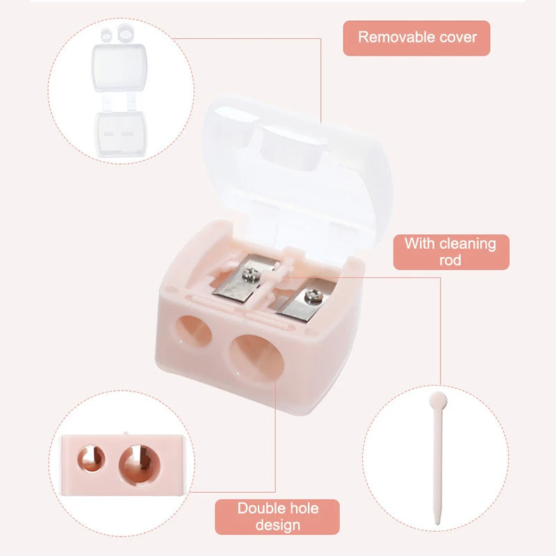 1pc Eyebrow Eyeliner Pencil Cutting Variety Pen Sharpening Double Hole Makeup Pencil Sharpener Stationery Knife School Supplies