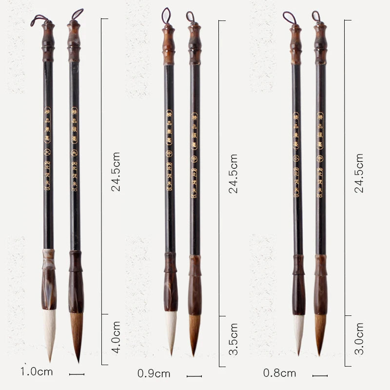 6pcs Wooden Calligraphy Brush Pen Set Different Models Chinese Painting Brush Pen Wool Weasel Hair Regular Script Writing Brush