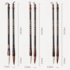 6pcs Wooden Calligraphy Brush Pen Set Different Models Chinese Painting Brush Pen Wool Weasel Hair Regular Script Writing Brush