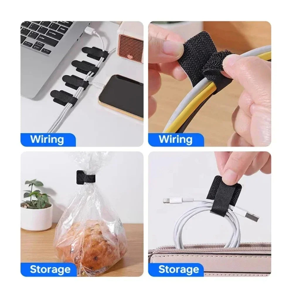 Self Adhesive Reusable Cable Ties Velcro Fastening Wire Organizer Adjustable Cord Holder for Desk Power Cord Management