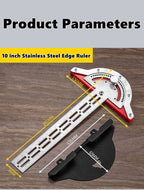 0-180 Degree Angle Gauge Woodworkers Edge Ruler Stainless Steel Protractor Angle Finder Ruler Precision Carpenter Measuring Tool