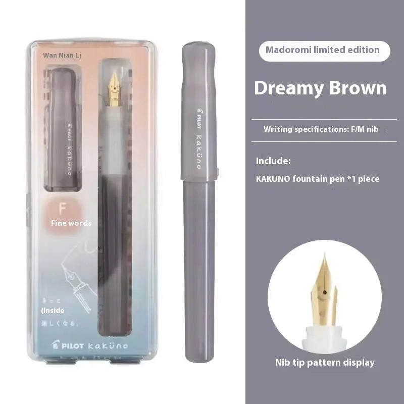 Pilot Kakuno Fountain Pen,Limited Edition Madoromi White (F/M Nib) for Students, Calligraphy& Daily Writing Japanese Stationery