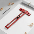T-Square Ruler Aluminum Alloy Carpenter T Ruler Woodworking Marking Gauge Drill Hole Guide Hand Tool for Carpenters