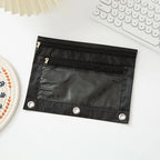Double Zipper Pen Bag 3 Rings Binders Pencil Case File Bag Pencil Box For Erasers Rulers Markers Storage