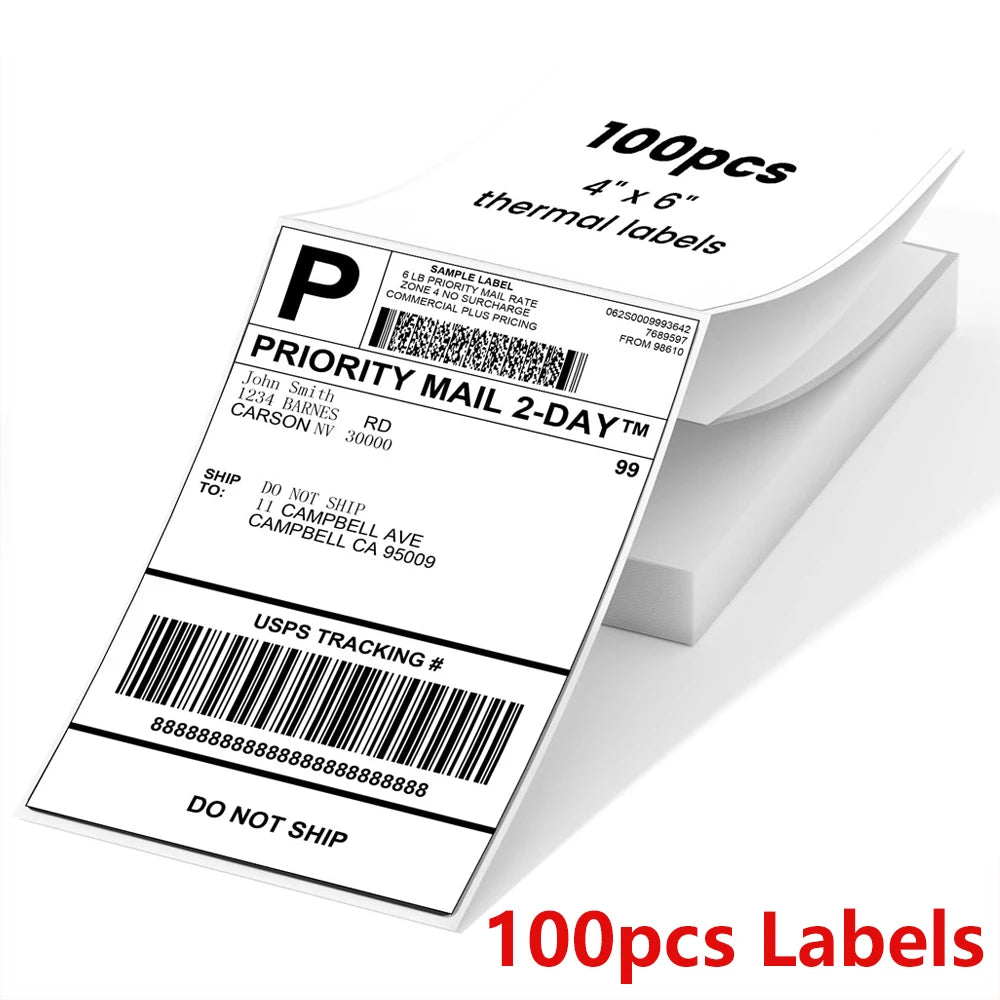 4"x6" inch Shipping Labels For Thermal Label Printer 100x150mm Adhesive Fold Thermal Label Paper For Business Express Shipping