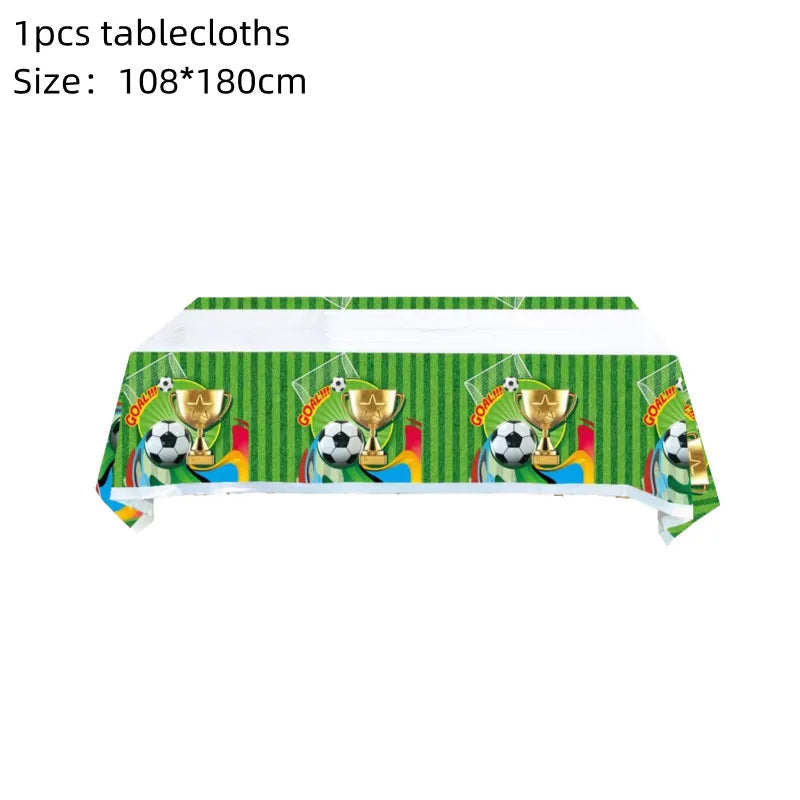 Football Party Tablecloth Decorations Soccer Ball Theme Party Supplies Disposable Table Cover Tableware Set Kids Birthday Party