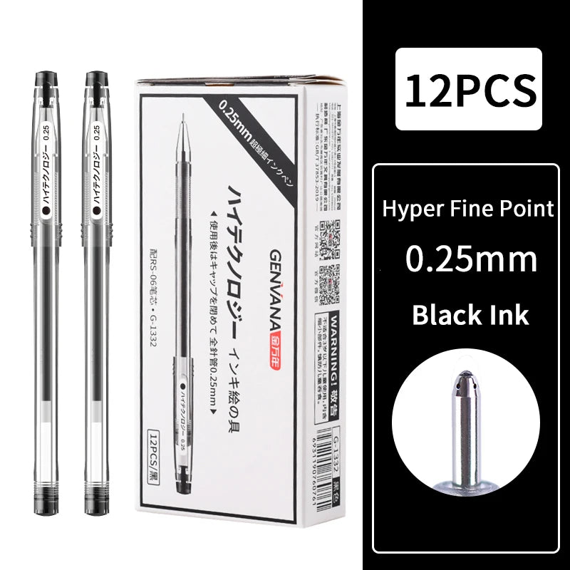 Hyper Fine Point，0.25mm,0.3mm,0.4mm，Gel Ink Pen， Black Ink,Smooth Writing for Teachers Office & School Supplies