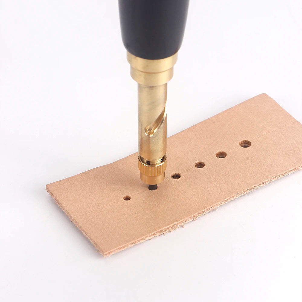QJH 1Set Japanese Screw Punch Tool Kit Hole Punch 6 Tips Size 1.5mm - 4mm for Sewing DIY Leathercraft, Paper Crafts, Bookbinding