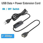 USB Cable Extension Cord Data Sync Charger With Switch ON/OFF Cable Extension USB 2.0 Male to Female Extension Extender Cable