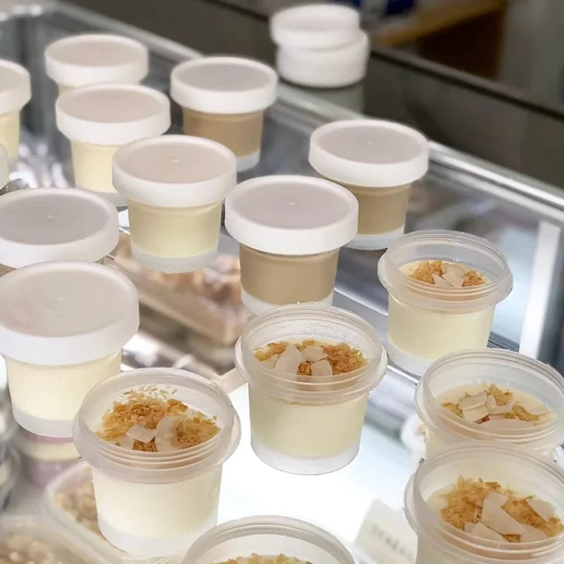 10/1PCS Pudding Cups Dessert Cup with Lids Transparent Reusable Ice Cream Bowls Sealed Cake Storage Box Snacks Yogurt Container